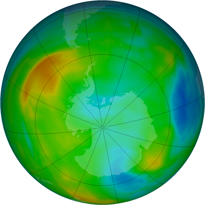 Antarctic ozone map for 28 June 2010